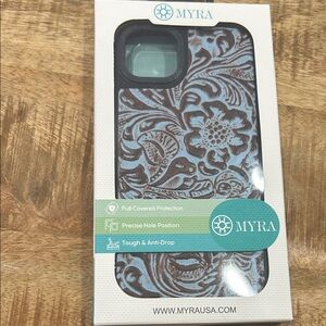 Myra Bag Brown and Blue Floral Phone Case IPhone 14 Pro NIB